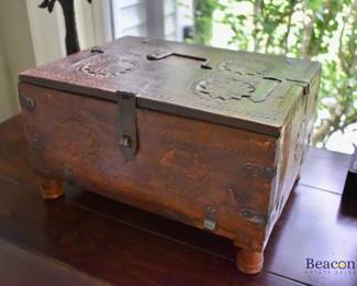 Carved Indian merchant's box