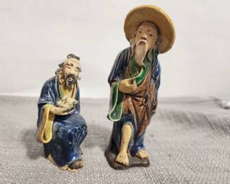 2 LARGER SIZED CHINESE MUD FIGURES