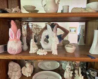 Porcelain, European and Asian art pieces.