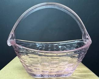 Longaberger pink glass basket