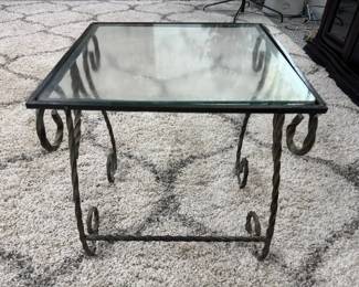 Glass top metal side table