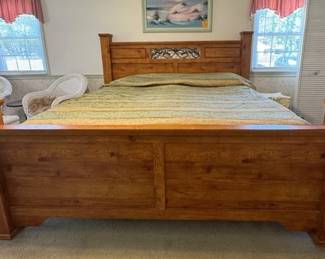 King size bed with metal accent