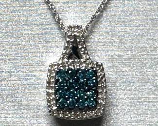Blue diamond necklace