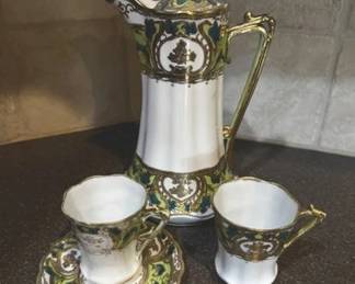 Hand painted Nippon teapot and tea cups