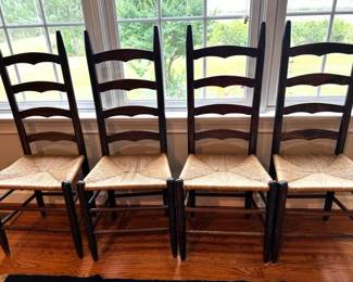 Set of 4 ladder back chairs with rush seats