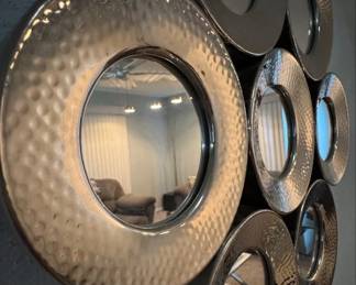 Decorative hammered metal wall mirror
