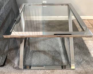 Modern metal and glass side table, matching coffee table also available