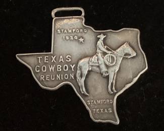1930 Texas Cowboy Reunion Fob From StamfordTexas Sterling