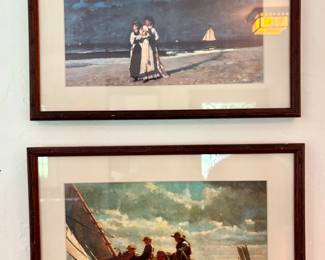 1.Promenade on the Beach by Winslow Homer print.            2. Breezing Up