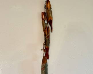 Vintage Stringer of hand carved wooden fish