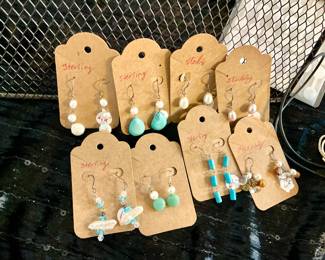 Sterling earrings with pearl/semi precious stoes