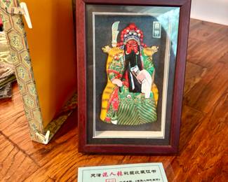 Hand painted Guan Yu Statue in shadow box