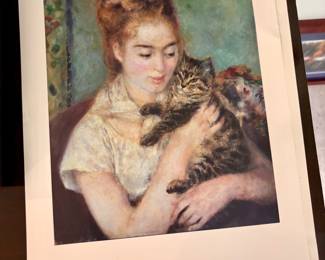 Woman with a Cat by Pierre-Augusta Renoir print