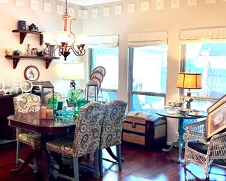 Shabby Chic dining table w/colorful chairs