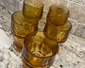 VTG. Anchor Hocking Amber Colored Drinking Glasses