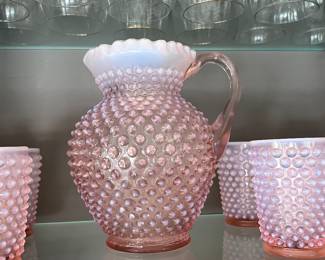 Vintage Fenton Opal Hobnail Glassware w/pitcher