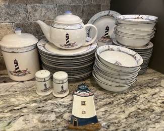 VTG. Coastal Lighthouse Dish Set w/ accessories 