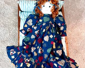 Vintage Doll and Doll Bed
