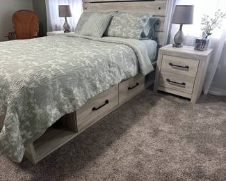 Bed frame has lower storage