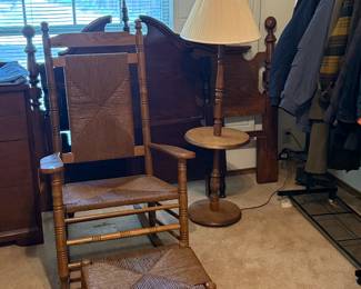 What a beautifully preserved wicker rocker and ottoman