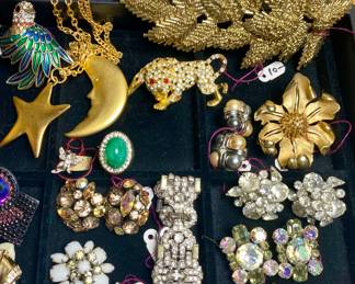 vintage 1960's rhinestone clip earrings and bracelets