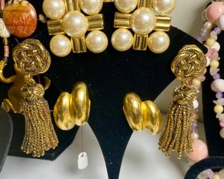 Vintage signed Givenchy Faux Pearl 1980's Statement clip on earrings