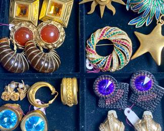 mixed lot of 1980's clip statement earrings
