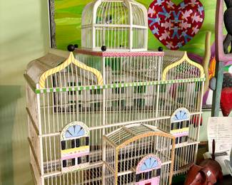 painted bird cage