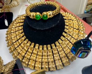 Vintage Egyptian revival collar necklace signed Mosell