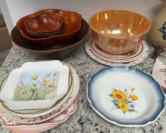 Vintage kitchen items including Fire King Ware