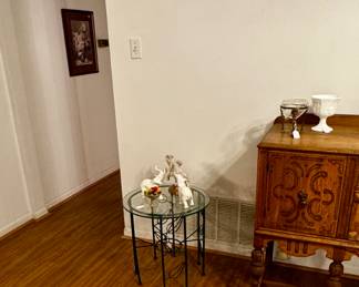 Small glass and metal side table