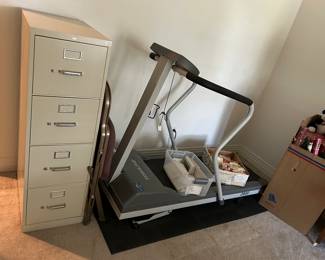 Treadmill and file cabinet