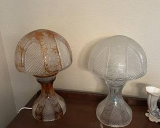 Two cut glass lamps 
Candles 