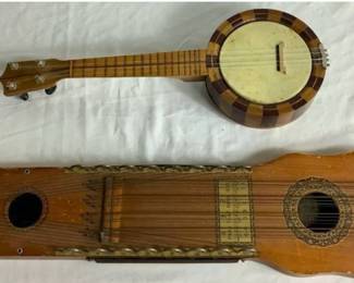 Vintage Instrument Bundle - Wood Banjolele (Banjo Ukulele) and Ukelin (Ukulele and Violin)