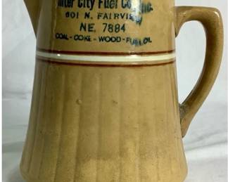 Antique Red Wing Saffron Advertising Ware Pitcher - Inter City Fuel Co., Inc. NE