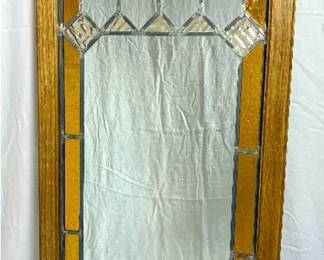 Vintage Leaded Stained Glass Mirror 22.5" W x 43.25" H x 1.25" D