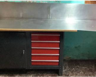 5 Drawer and 3 Shelf Workbench with Press Board Top (2 keys included)