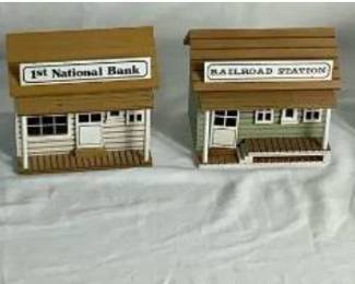 Vintage Chinese-Craftsman Wind-Up Music Bank Village Set - Lot 1
