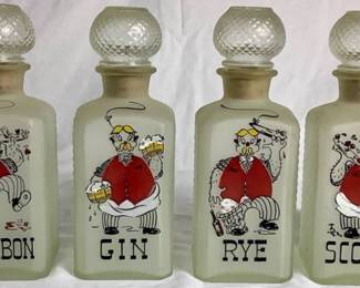Vintage Gay Fad MCM Scotch, Rye, Bourbon & Gin - 4 Pc. Decanter Set