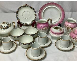 Collection of 3 Small China Sets Including RW Bavaria, U.C. Limoge, and Germer Gilded Edge 4 Cups and Saucers
