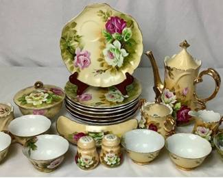 Vintage Tea and Snack Set of Lefton Heritage Rose