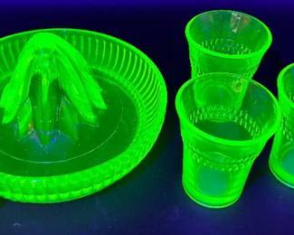 4 Piece Uranium Glass Collection