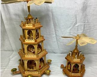 Set of 2 Vintage German Christmas Pyramids 23" H and 14"H