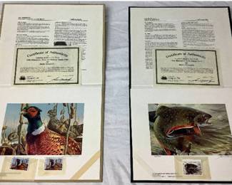 Fernandez 1984 Minnesota Trout Stream Stamp & Print with 1984 Minnesota Pheasant Habitat Stamp Print