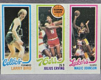 1980-81 Topps Basetball Larry Bird, Magic Johnson, Julius Erving (Dr J.) rookie card 