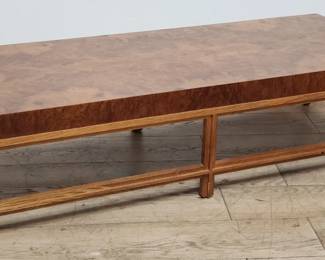 Milo Baughman for Thayer Coggin burl wood coffee table