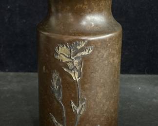 Heintz sterling silver overlay on bronze vase