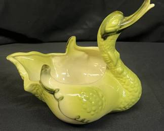 Vintage green swan Hull art pottery bowl