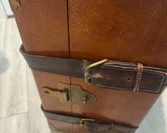 Vintage leather travel trunk