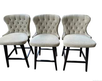 Stone and Beam Morgan Memory Swivel Barstools with Nailhead Trim
